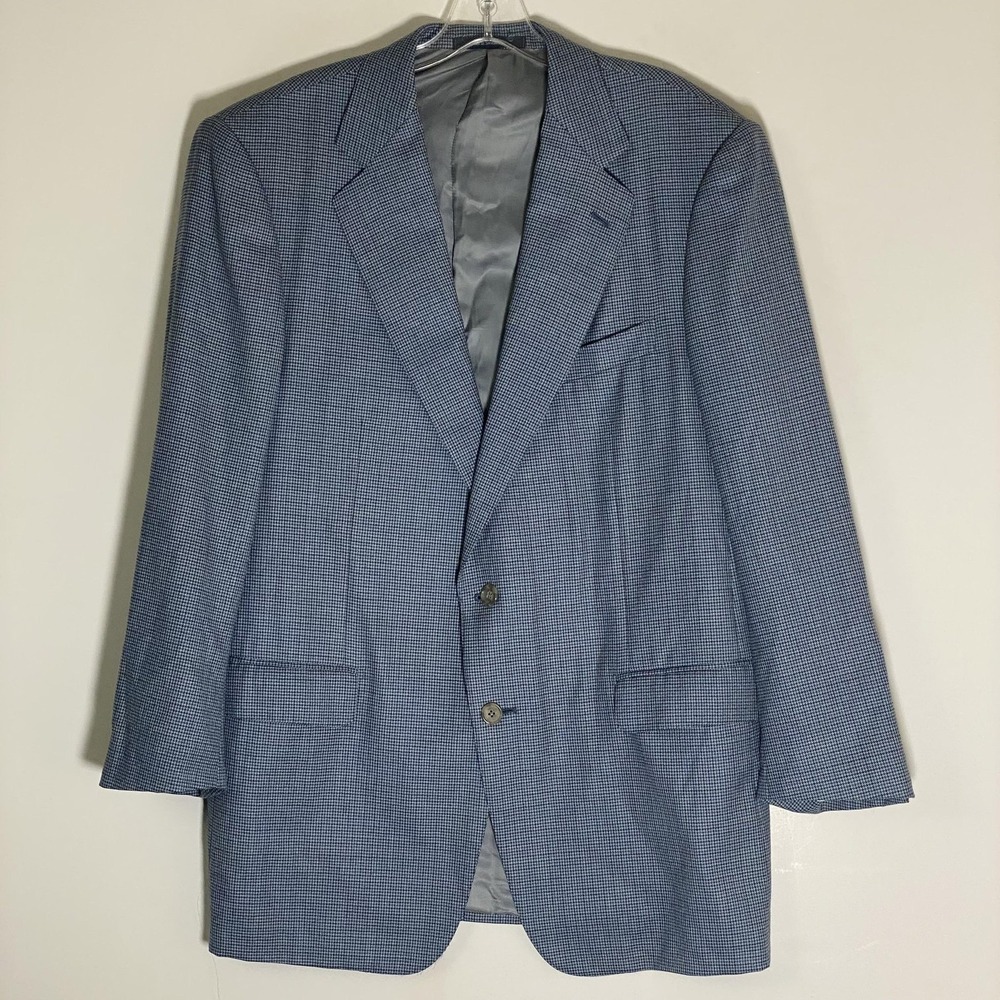 Ermenegildo Zegna Sport Coat Jacket Mens 44 R Blue Check Wool Trofeo Swiss